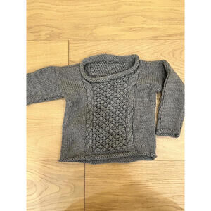 Hand-Knit Grey Sweater – Toddler Size 3T (Approx.)